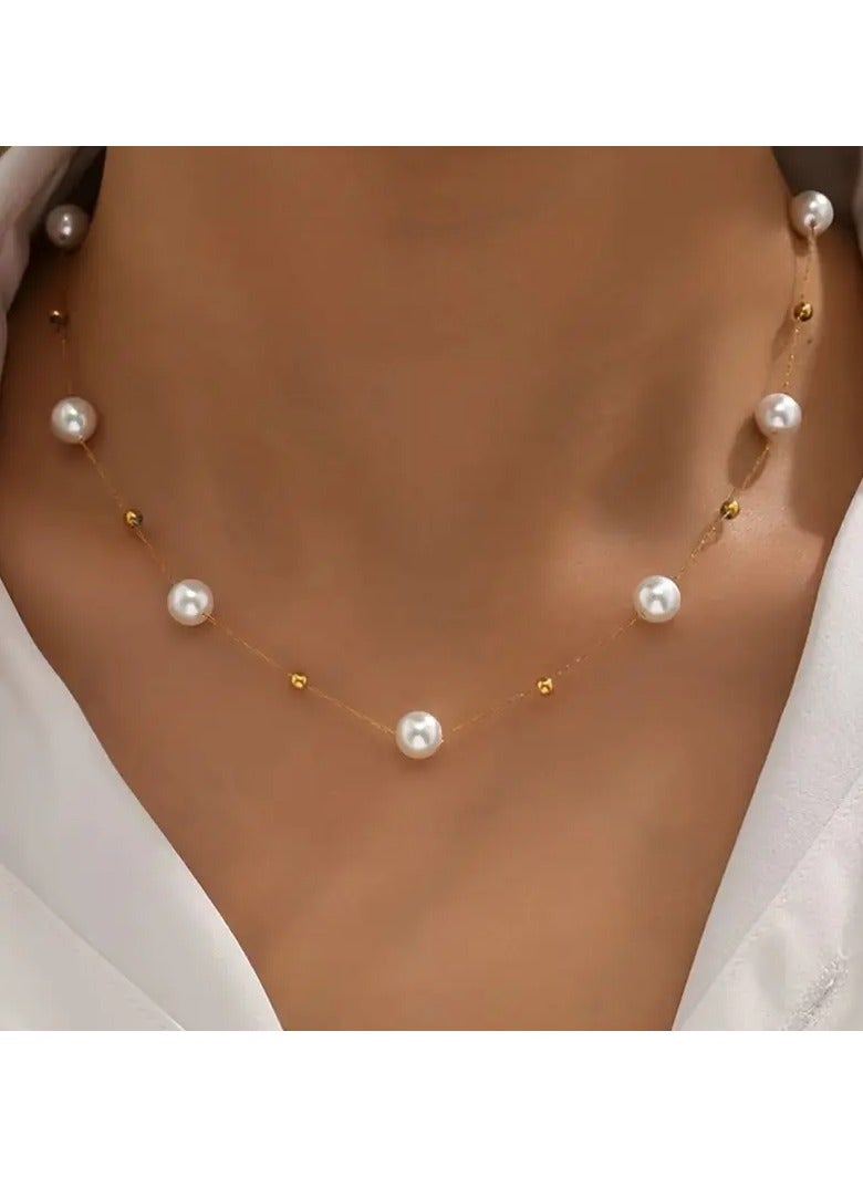 Home Clearance Sale Elegant Imitation Pearl Beads Necklace - Zinc Alloy with Baroque Design - Perfect for Everyday Wear - Image 5