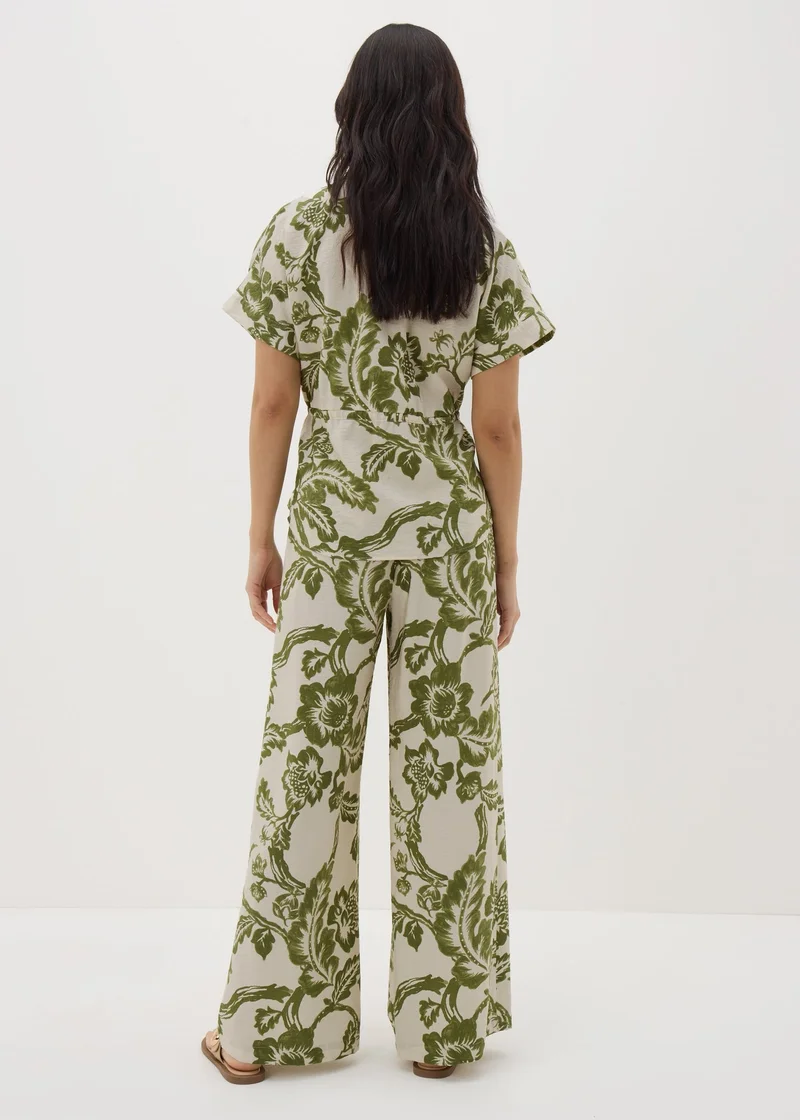 ماتلان Green Floral Wide Leg Co Ord Trousers