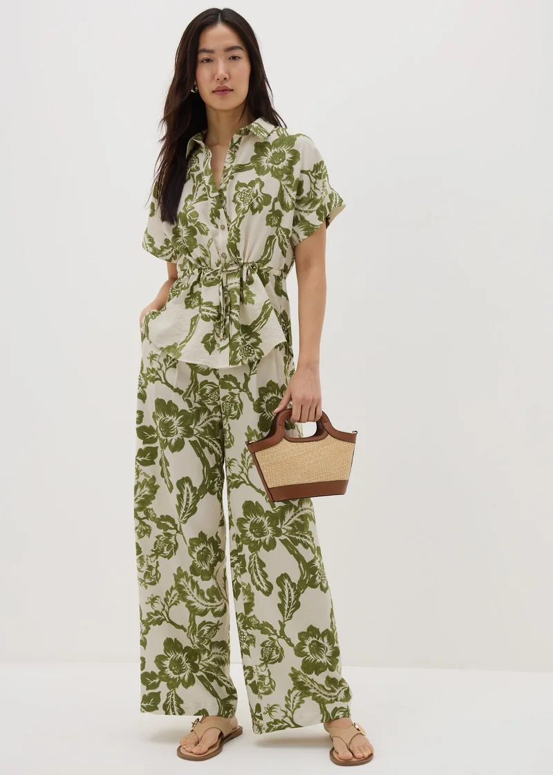 ماتلان Green Floral Wide Leg Co Ord Trousers