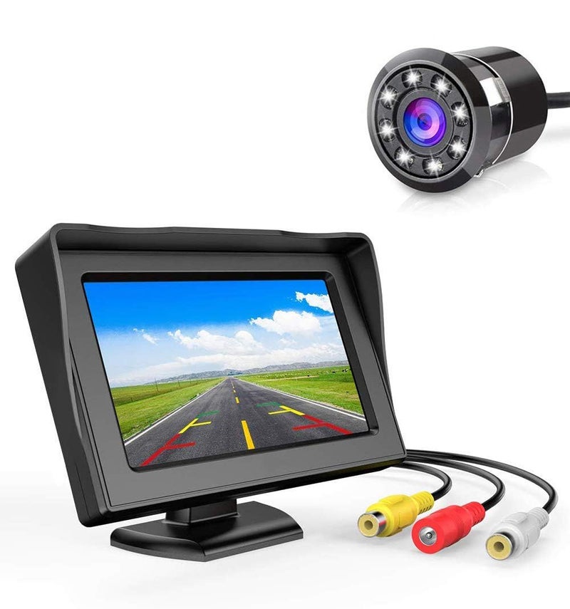 Carzex 4.3 inch Car Dashboard LCD Rear View Screen with 8 LED Night Vision Car Reverse Parking Camera - Image 1