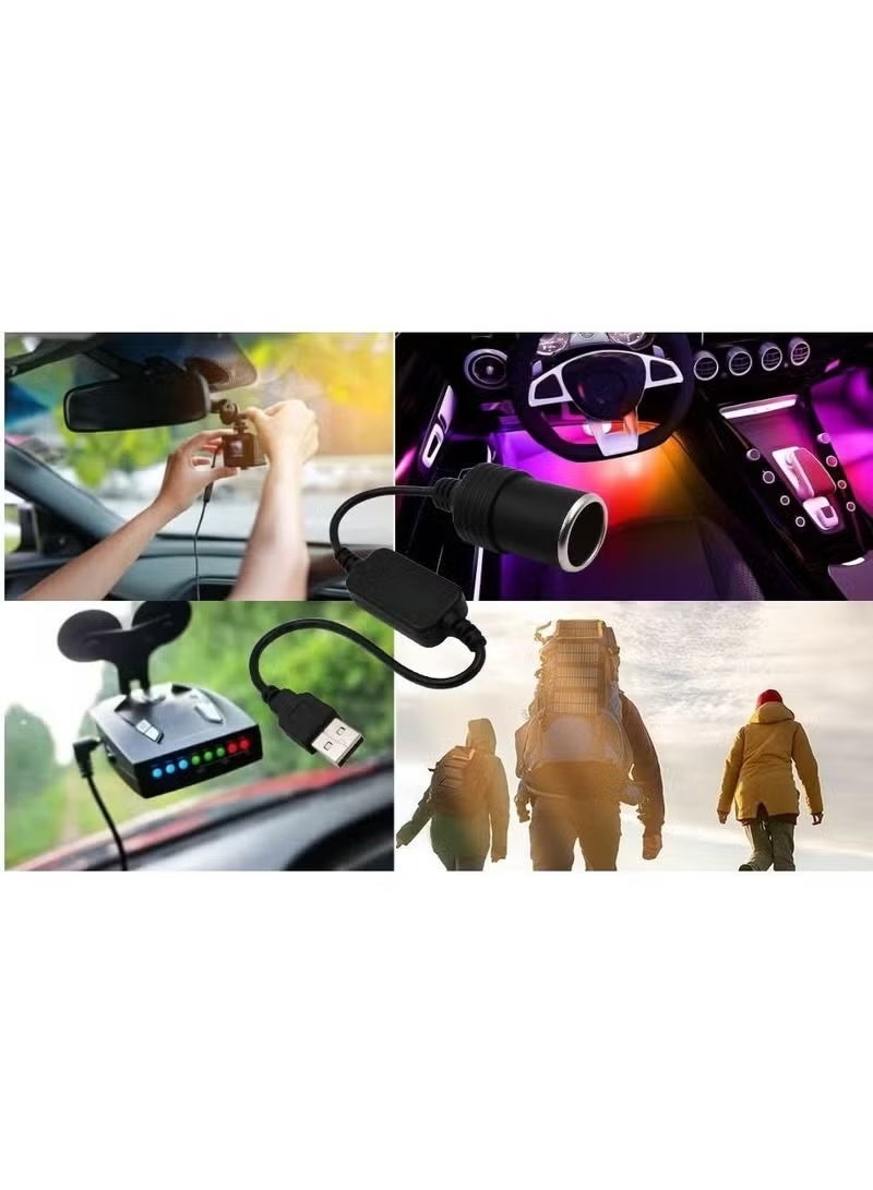 2PCS USB A Male to 12V Car C*garette Lighter Socket Female Converter Cable Suitable for Converting Dash Cams Car Ambient Lights (Max 8W) - Image 3