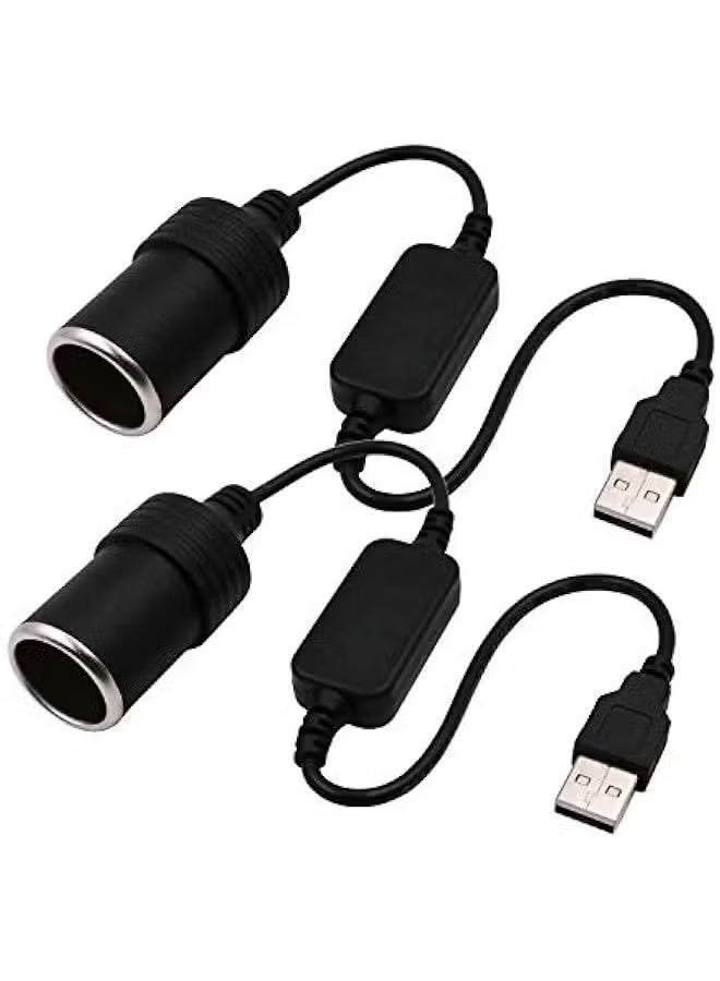 2PCS USB A Male to 12V Car C*garette Lighter Socket Female Converter Cable Suitable for Converting Dash Cams Car Ambient Lights (Max 8W) - Image 1