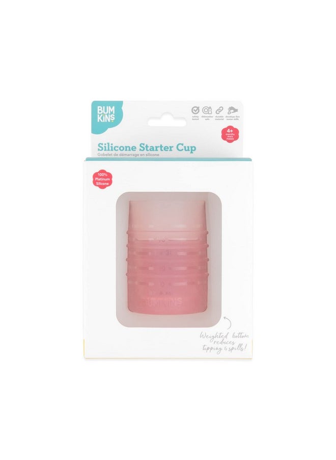 BUMKiNs - Baby And Toddler Cups Sip Cup Spill Proof Training Drinking For Babies Ages 4 Months Tip Proof Platinum Silicone Starter Cup First Year Learning Supplies Easy To Hold Holds 2Oz Pink - Image 1