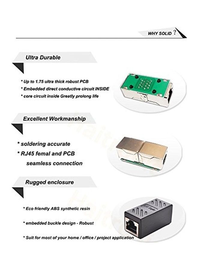 NIBEMINENT Haitronic RJ45 Coupler ethernet LAN Connector Cable Pack Of 2 black - Image 4