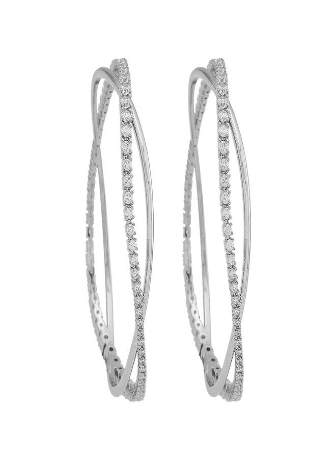 KUSHAL'S Fashion Jewellery White Rodium Polished Copper Zircon Bangles, Best for Festive & Special Occasion - 435346 - Image 1