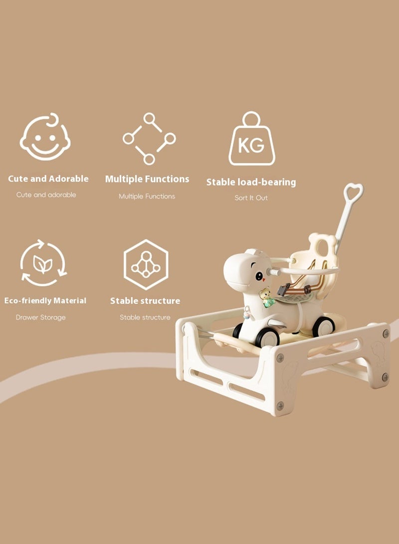 ليلى لعبة أطفال متعددة الوظائف 6 في 1  بتصميم ديناصور ممتع | حصان هزاز، ترامبولين، لوح توازن، عربة دفع | آمنة ومناسبة لمراحل نمو من عمر 12 شهرًا+ - Image 4