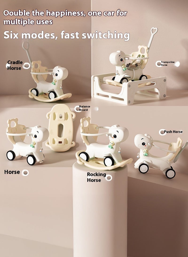 ليلى لعبة أطفال متعددة الوظائف 6 في 1  بتصميم ديناصور ممتع | حصان هزاز، ترامبولين، لوح توازن، عربة دفع | آمنة ومناسبة لمراحل نمو من عمر 12 شهرًا+ - Image 5