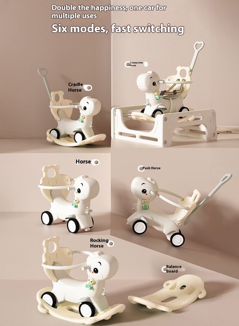 ليلى لعبة أطفال متعددة الوظائف 6 في 1  بتصميم ديناصور ممتع | حصان هزاز، ترامبولين، لوح توازن، عربة دفع | آمنة ومناسبة لمراحل نمو من عمر 12 شهرًا+ - Image 2