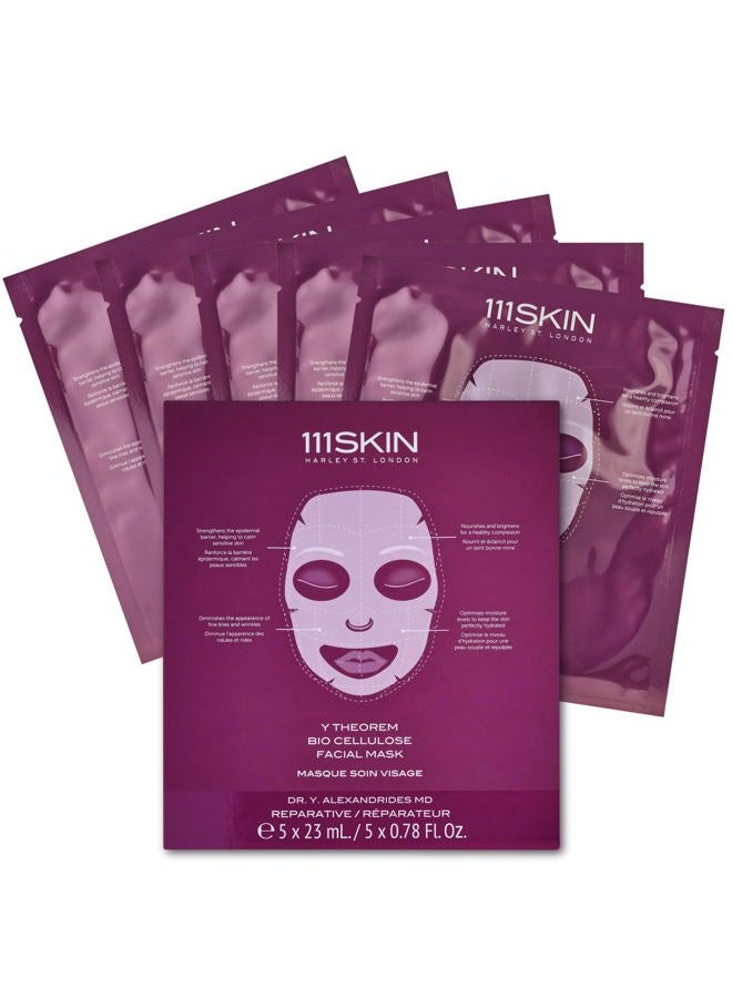 111SKIN Y Theorem Bio Cellulose Facial Mask | Repair, Rest & Rejuvenate Skin | Set of 5 (0.78 oz each) - Image 1