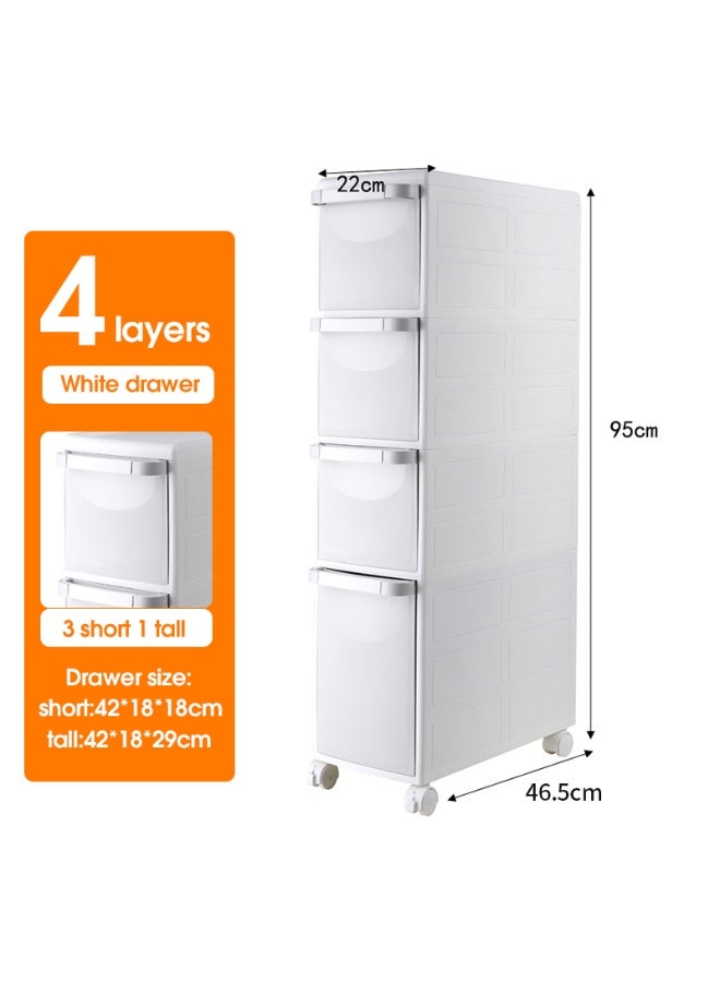 ايست من نون منظم تخزين درج بلاستيكي 4 طبقات، 4 أدراج ضيقة للنظافة، غرفة النوم، غرفة المعيشة، أبيض، 46.5 × 22 × 95.5 سم - Image 2