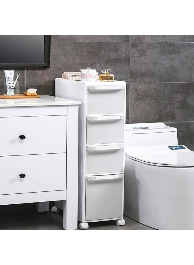 ايست من نون منظم تخزين درج بلاستيكي 4 طبقات، 4 أدراج ضيقة للنظافة، غرفة النوم، غرفة المعيشة، أبيض، 46.5 × 22 × 95.5 سم - Image 1