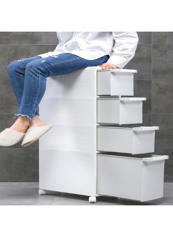 ايست من نون منظم تخزين درج بلاستيكي 4 طبقات، 4 أدراج ضيقة للنظافة، غرفة النوم، غرفة المعيشة، أبيض، 46.5 × 22 × 95.5 سم - Image 5