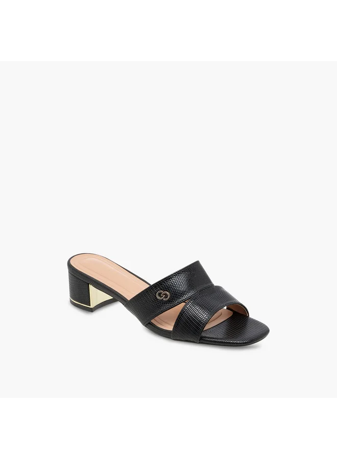 سيليست Women's Textured Slip-On Sandals with Block Heels