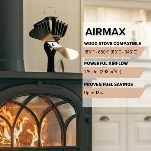 Ecofan AirMax Heat Powered Stove Fan - Powerful Classic Design, Exceptional Performance, Perfect for Wood Stoves, 175 CFM - Circulates Warm Air Efficiently & Reduces Fuel Cost - Image 2