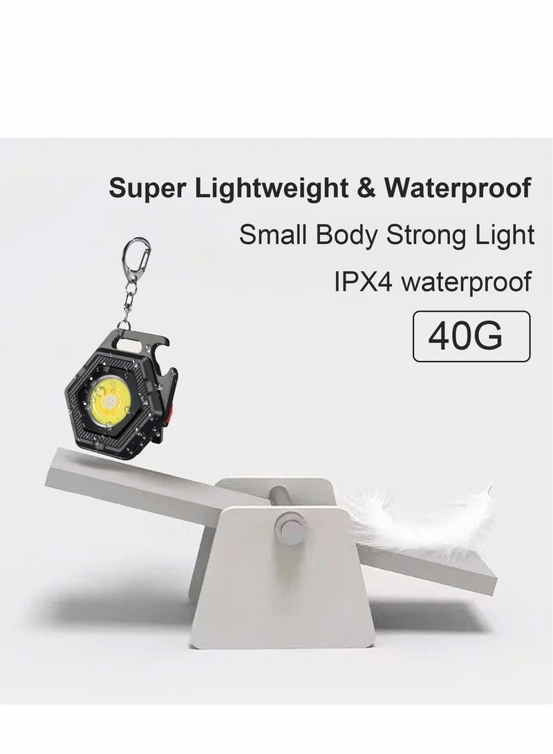 SYOSI Small COB Flashlight, USB Rechargeable 7 Light Modes/Rotating Bracket/Magnet Base / IPX4 Waterproof Bright Keychain Flashlight, Portable Pocket Flashlight for Camping, Walking - Image 4