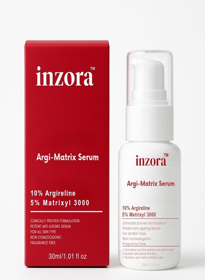 Inzora سيروم إنزورا أرجي ماتريكس، مركب ببتيدي يحتوي على 10% أرجيريلين، 5% ماتريكسيل 3000 وحمض الهيالورونيك، يساعد على تنعيم مظهر الخطوط الدقيقة ودعم مرونة الجلد (30 مل) - Image 1