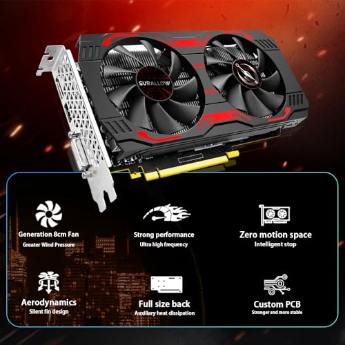 SURALLOW GTX 1660 TI 6GB Graphics Card, GDRR6,192-Bit,PCIE 3.0X16 Computer Graphics Card for Gaming PC,Twin Freeze Fans Video Card with HDMI/DP/DVI Ports for Gaming GPU - Image 3
