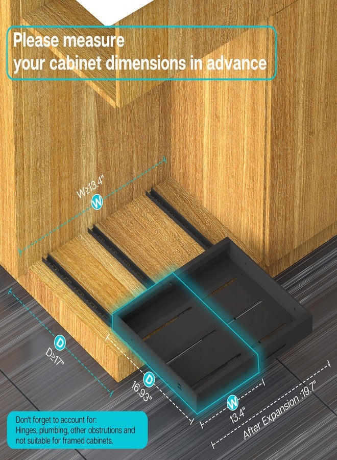 STORKING Expandable Pull Out Cabinet Organizer 17" Deep, Adhesive Pull Out Drawers For Cabinets 13.4"W - 19.7"W, No Drill Pull Out Cabinet Organizer Expandable, Expandablet Drawer For Kitchen, Pantry, Bathroom - Image 2