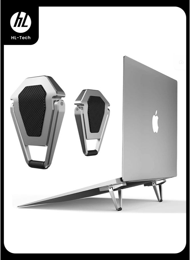 HL-Tech 2-Pack Portable Invisible Laptop StandMini Alu minum Cooling Pad,Computer Keyboard Mount Kickstand,Ergonomic Lightweight Laptop Desk Stand for MacBook Pro/Air, Lenovo,12-17 Inches - Image 1