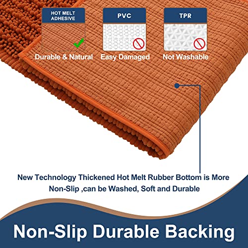 FLOLEOPA Luxury Chenille Burnt Orange Bathroom Rugs Bath Mats Sets, Extra Soft and Absorbent Bathroom Rugs Non Skid Machine Wash Dry Bath Mats（32"x20" Plus 17"x24"） - Image 2