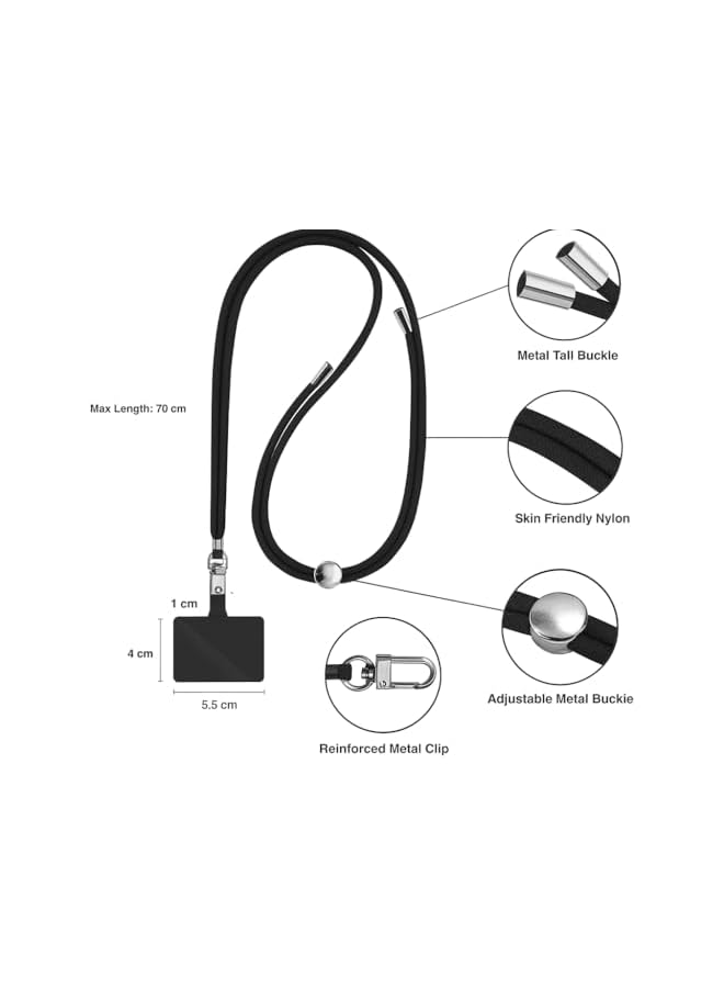 Green Tiger Heavy Duty Phone Lanyard, Military Grade Crossbody Phone Strap with Quick Release Buckle, Anti-Slip Adhesive Holder, Universal Hands-Free Strap for iPhone Android - 2 Pack Black - Image 2