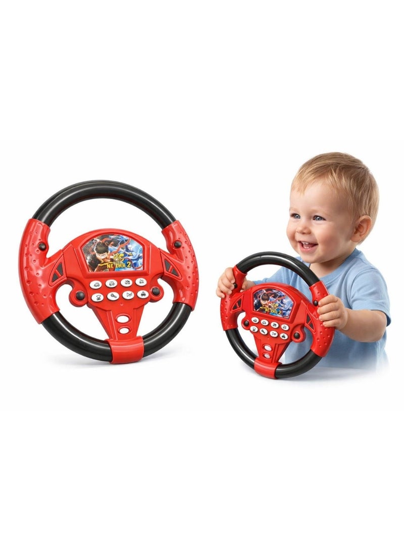 دركسيون لعبه للأطفال والبابي بتعمل اصوات وموسيقى | مقود قيادة تفاعلي بأزرار بوق وأصوات سيارات ولعب تمثيل أدوار لتنمية الخيال - أحمر - Image 3