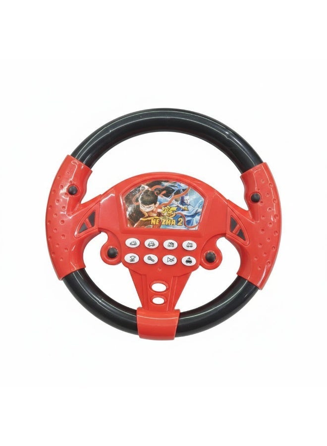 دركسيون لعبه للأطفال والبابي بتعمل اصوات وموسيقى | مقود قيادة تفاعلي بأزرار بوق وأصوات سيارات ولعب تمثيل أدوار لتنمية الخيال - أحمر - Image 1