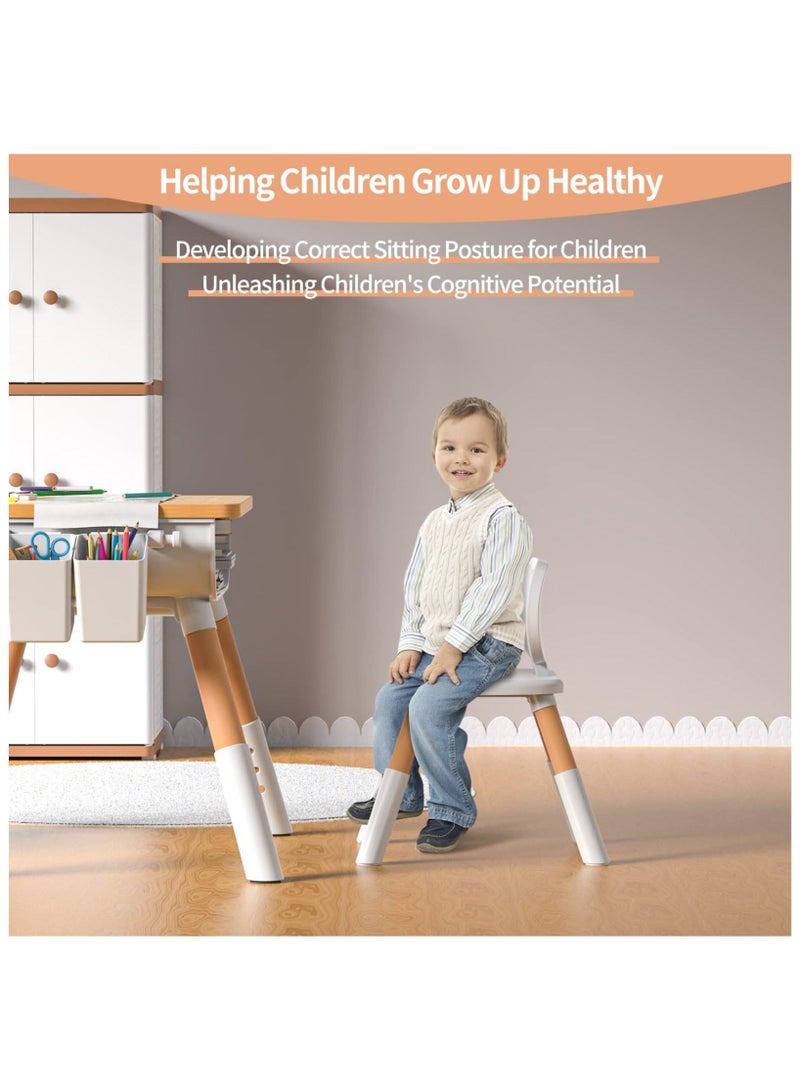 والالا طاولة وكراسي للأطفال الصغار، مجموعة طاولة وكرسي للأطفال، مجموعة طاولة للأطفال وكرسيين، ارتفاع قابل للتعديل، مساحة تخزين مدمجة، تصميم حديث لوجبات الأطفال الخفيفة، والواجبات المنزلية واللعب - Image 5