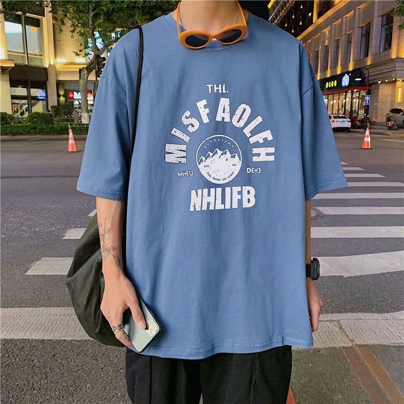 Summer Short-Sleeved T-Shirt Fashion Brand Trendy Loose Ins Hong Kong Style T-Shirt Versatile Casual Harajuku Style Boys' Top Korean Style - Image 1