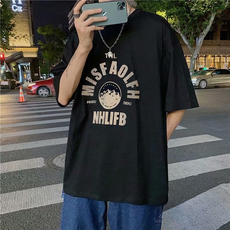 Summer Short-Sleeved T-Shirt Fashion Brand Trendy Loose Ins Hong Kong Style T-Shirt Versatile Casual Harajuku Style Boys' Top Korean Style - Image 4