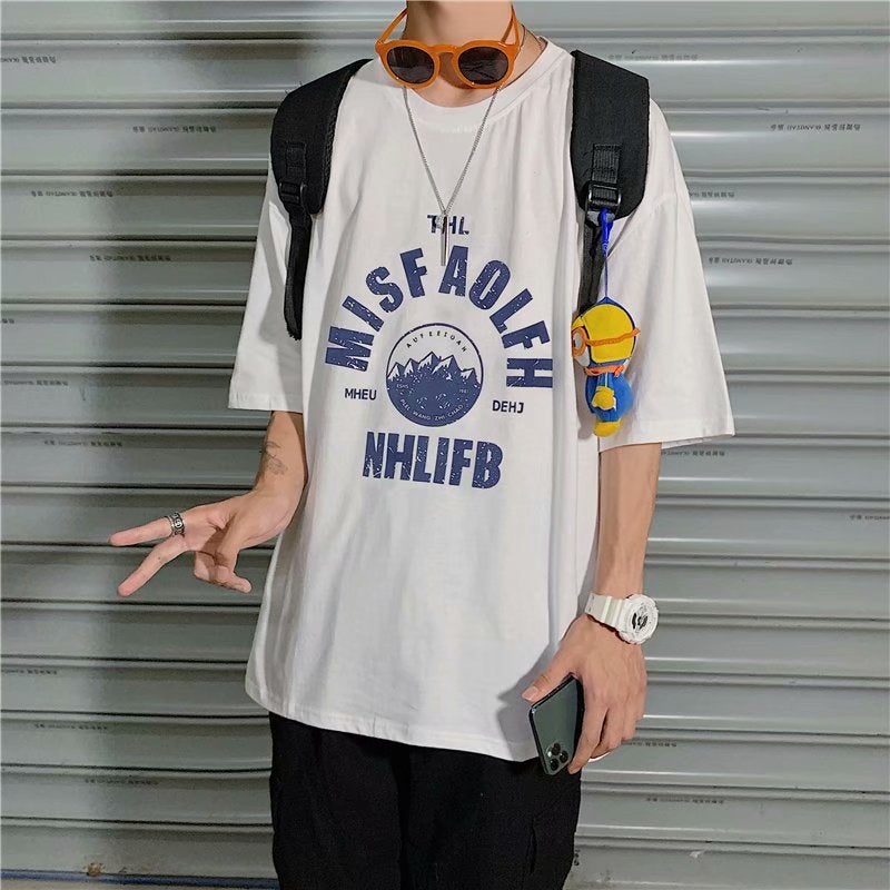 Summer Short-Sleeved T-Shirt Fashion Brand Trendy Loose Ins Hong Kong Style T-Shirt Versatile Casual Harajuku Style Boys' Top Korean Style - Image 2