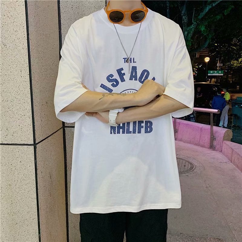 Summer Short-Sleeved T-Shirt Fashion Brand Trendy Loose Ins Hong Kong Style T-Shirt Versatile Casual Harajuku Style Boys' Top Korean Style - Image 3