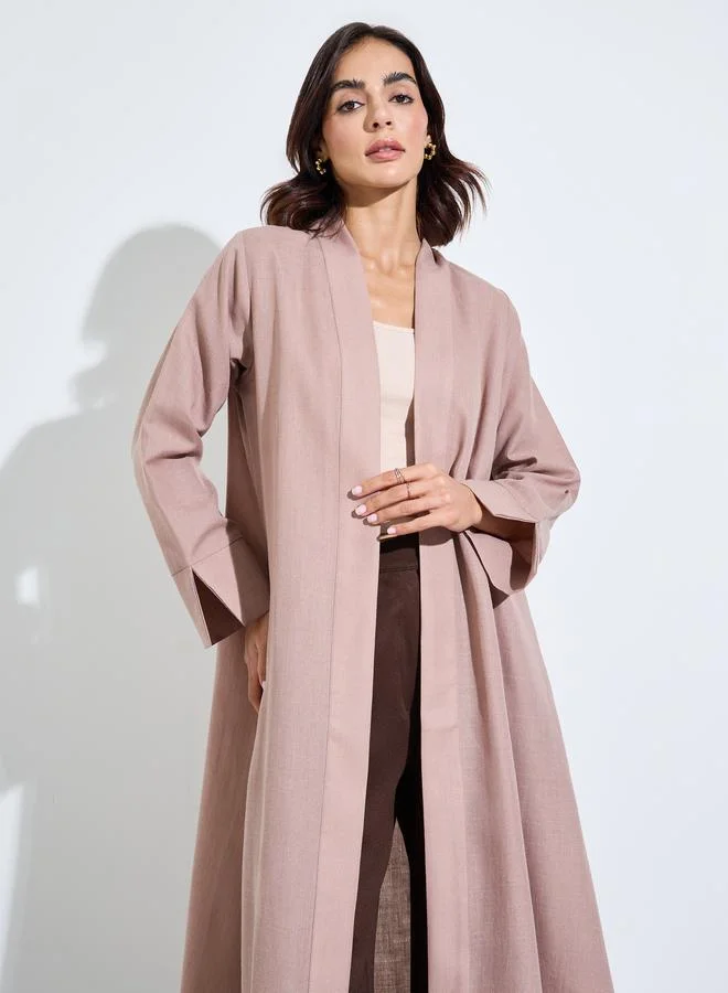 Amirah Khaki Linen Look Front Open Abaya
