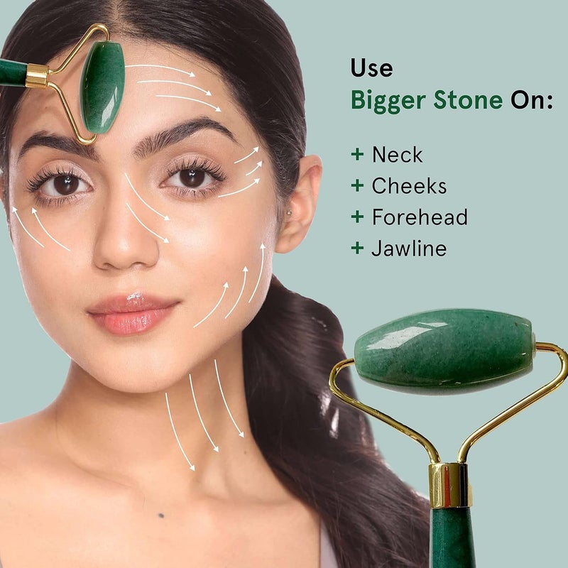 Be Bodywise مدلك رولر اليشم من بي بودي وايز 100% يشم طبيعي رولر للوجه يشد البشرة يقلل التجاعيد يحسن الدورة الدموية الأفضل لتطبيق السيروم مزدوج الجوانب للتنغيم والتثبيت للوجه - Image 4