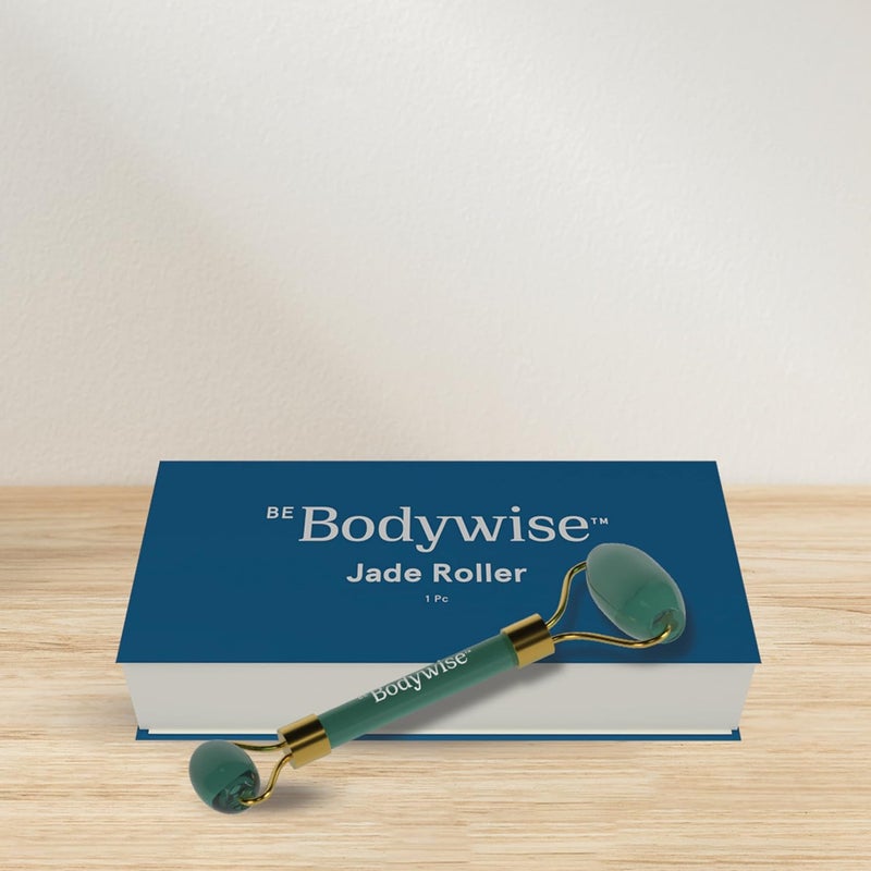 Be Bodywise مدلك رولر اليشم من بي بودي وايز 100% يشم طبيعي رولر للوجه يشد البشرة يقلل التجاعيد يحسن الدورة الدموية الأفضل لتطبيق السيروم مزدوج الجوانب للتنغيم والتثبيت للوجه - Image 3