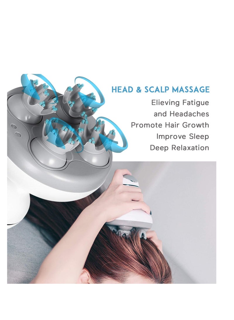 إلترازون "TranquilTouch: Portable Electric Scalp Massager - Handheld Head Scratcher with 4 Interchangeable Heads, 84 Deep Tissue Nodes for Hair Growth Stimulation, Stress Relief, and Full Body Massage" - Image 3