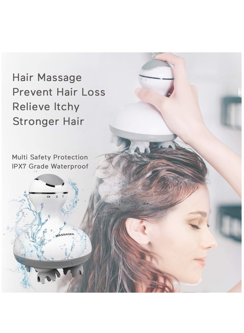 إلترازون "TranquilTouch: Portable Electric Scalp Massager - Handheld Head Scratcher with 4 Interchangeable Heads, 84 Deep Tissue Nodes for Hair Growth Stimulation, Stress Relief, and Full Body Massage" - Image 4