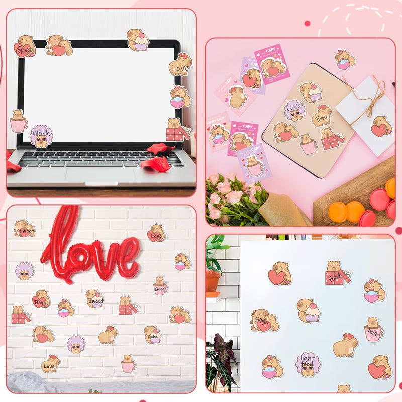 CJiangpo 24Pcs Valentine's Day Sticky Notes Cute Capybara Sticky Note Pads, 720 Sheets Self Stick Notepad Memo Pads Funny Page Marker Valentines Day Exchange Gifts Classroom Rewards Party Favors Gift - Image 5