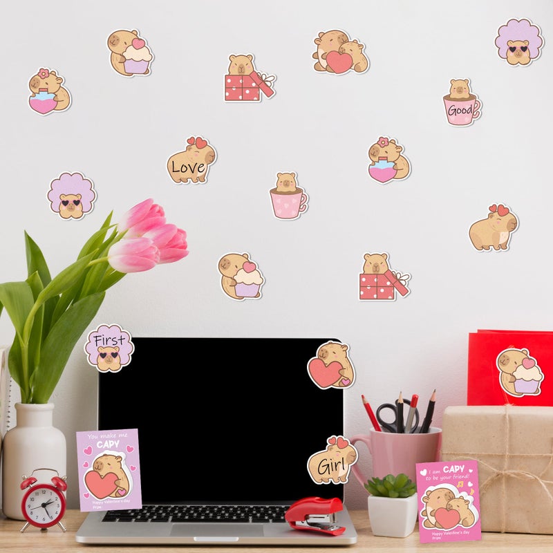CJiangpo 24Pcs Valentine's Day Sticky Notes Cute Capybara Sticky Note Pads, 720 Sheets Self Stick Notepad Memo Pads Funny Page Marker Valentines Day Exchange Gifts Classroom Rewards Party Favors Gift - Image 4