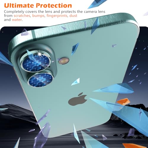 imluckies for iPhone 16 / iPhone 16 Plus Camera Lens Protector, AR+AF Tempered Glass 9H Anti-Scratch Metal Individual Lens Cover, HD Clear Camera Accessories, Case Friendly - Teal - Image 2