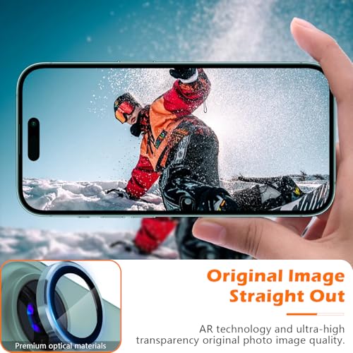 imluckies for iPhone 16 / iPhone 16 Plus Camera Lens Protector, AR+AF Tempered Glass 9H Anti-Scratch Metal Individual Lens Cover, HD Clear Camera Accessories, Case Friendly - Teal - Image 3