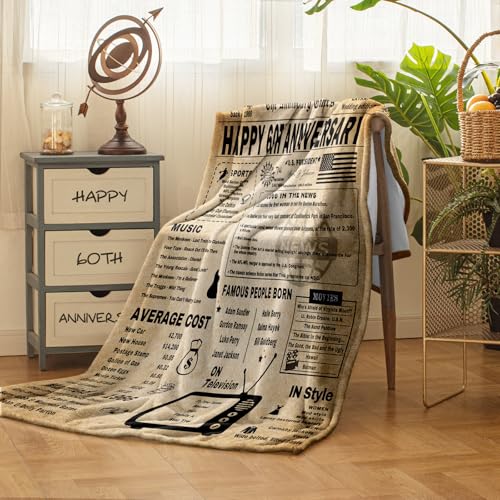 aisdfhsa 60th Anniversary Blanket Gifts Gift for 60th diamond Wedding Anniversary Sixty Years of Marriage Gifts for Couple Wife Husband Dad Mom Parents Grandpa Grandma Grandparents Back in 1966 Blanket 60x50 - Image 3