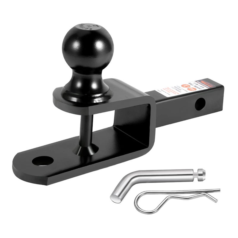 Towever 84031 Towever ATV Hitch Ball Mount 2 inch Ball with 114 inch Solid Shank with 12 inch Pin Clip Rated 2000 lbs