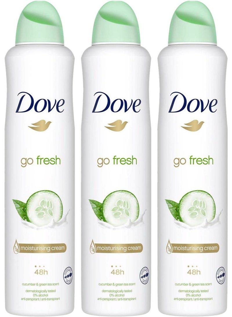دوف جو فريش بالخيار، بخاخ مزيل للعرق ومضاد للتعرق للنساء، حماية تدوم طويلاً من العرق ورائحة الجسم لرائحة نظيفة ومنعشة 250 مل (عبوة من 3)