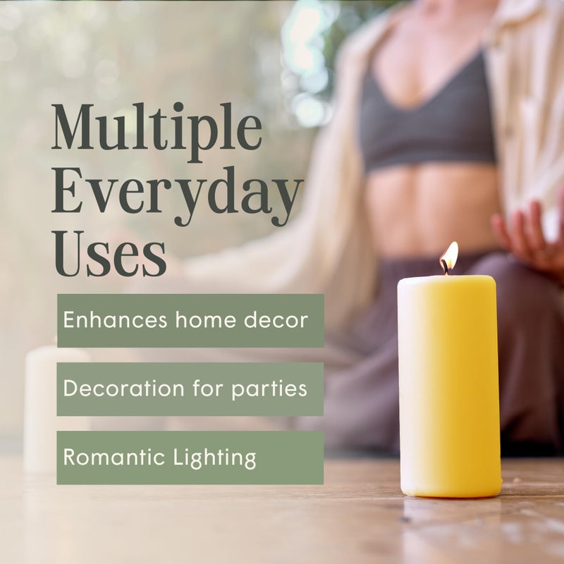 Mister Candle 3" x 6" Yellow Pillar Candles (Set of 3) Unscented, Solid Color, Hand Crafted Weddings, Home Decoration, Restaurants, Spa, Church, Holiday Candle Gift - Image 5