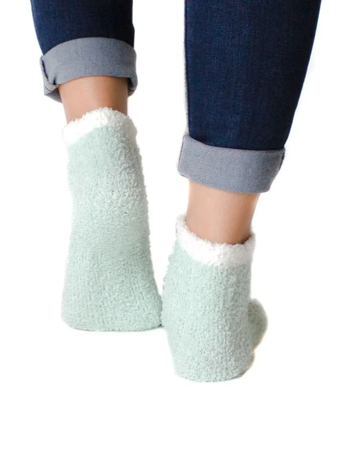 Prickly Pear Mint Green Ribbed Cozy Slipper Socks, Womens, One Size Fits Most