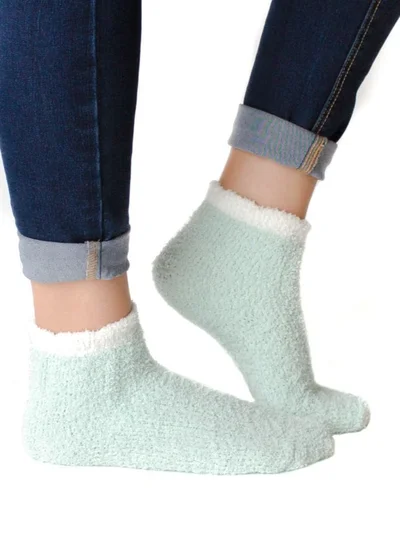 Prickly Pear Mint Green Ribbed Cozy Slipper Socks, Womens, One Size Fits Most