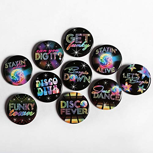 Amscan Retro Groovy 70s Buttons 169 x 169 Pack of 10 Multicolor Metal Buttons Perfect For DIY Projects Vintage Crafts - Image 5