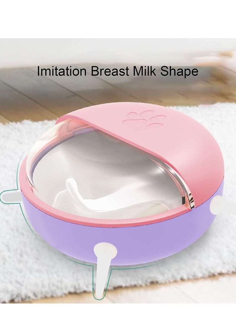 KASTWAVE Puppy Kitten Feeder Silicone Puppy Feeder with Nipples Pet Milk Feeder Pet Self Feeding Device 4 Nipples Self Feeding Milk Bowl for Kittens Puppies Rabbits Lamb Pink - Image 2