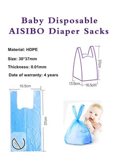 Lemon 90Pcs Disposable Diaper Bags, with Handle Easy-Tie, for Collecting Nappies and Garbage, Blue  - Image 2